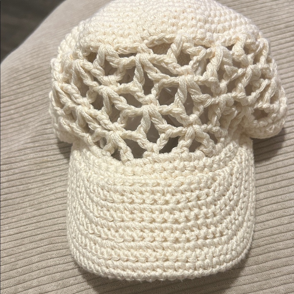 Free People Cream Crochet Hat